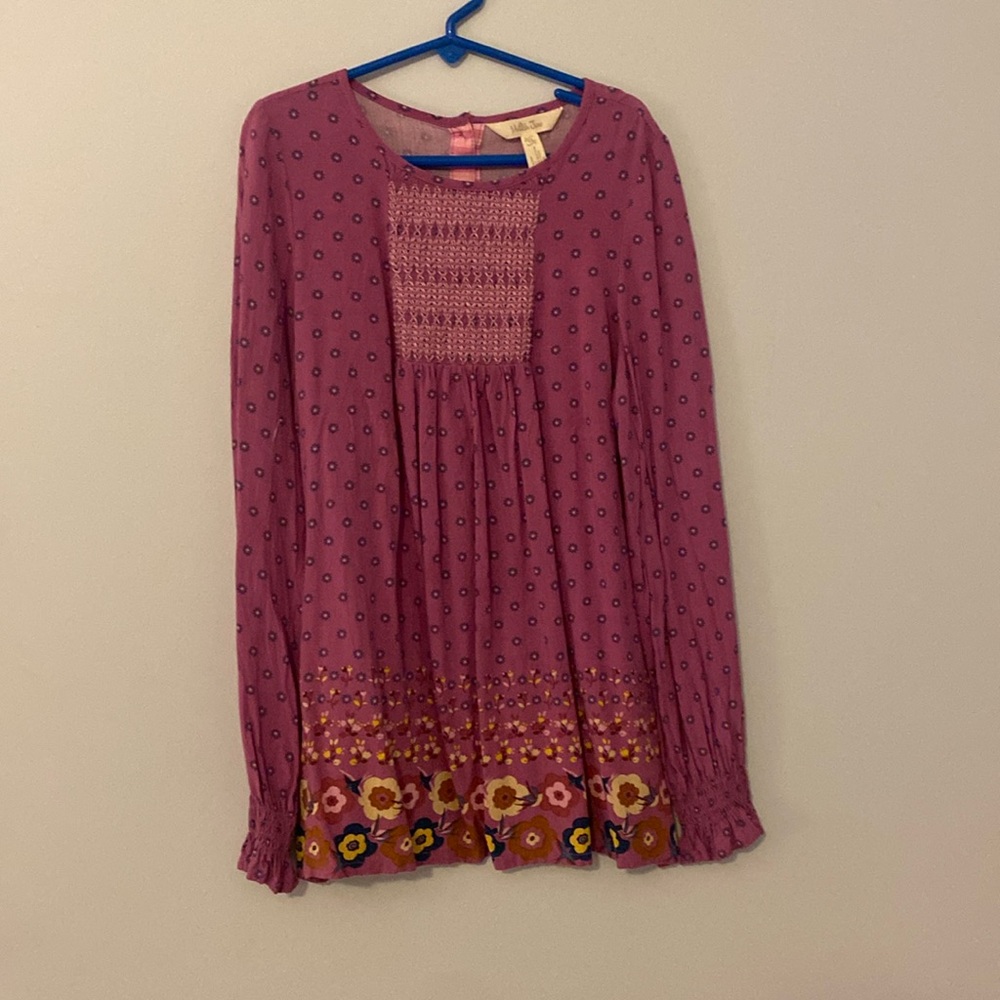 Matilda Jane size 12 blouse. Smocked detail at chest and sleeves.